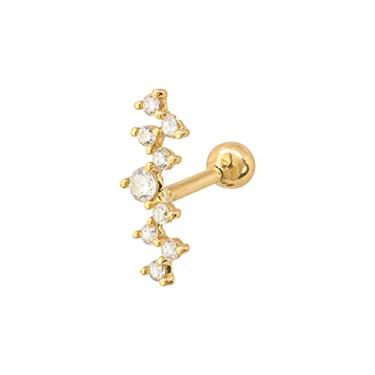 Imagem de Piercing Orelha Tragus Cartilagem Ouro 18k Zircônias