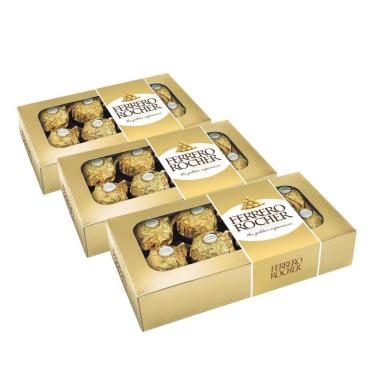 Imagem de Chocolate 3 Caixas De 8 Unidades Bombom Ferrero Rocher