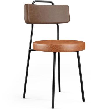 Imagem de Cadeira Decorativa Estofada Para Sala De Jantar Barcelona L02 Couríssimo Marrom Camel - Lyam