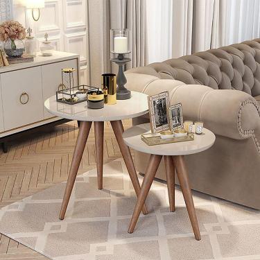 Imagem de Mesa De Canto Lateral Redonda - Off White - Branco