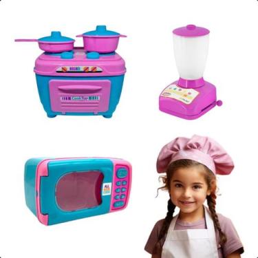 Imagem de Kit Cozinha Infantil C/ Fogão Microondas Liquidificador - Zuca Toys