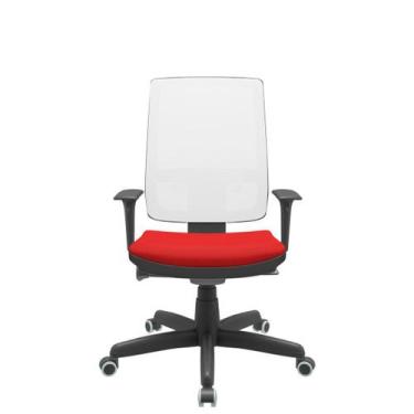 Imagem de Cadeira Office Brizza Tela Branca Assento Aero Vermelho Autocompensado