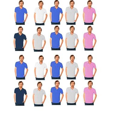 Imagem de Kit 20 peças Moda Social Camisa Gola Polo Masculina Lisa Importada