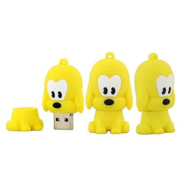 Imagem de 64 GB Animal formato de cão USB Flash Drive U Disk USB 2.0 Dados USB Flash Disk Memory Stick Pen Drive Dispositivo de Armazenamento USB Disco Flash de Armazenamento Externo (Amarelo)