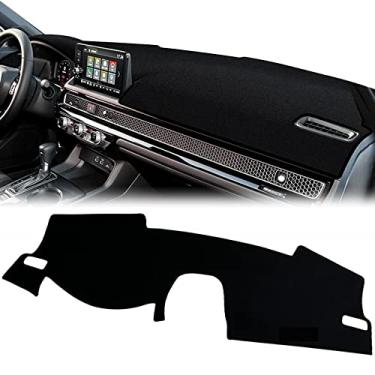 Imagem de PGTOPONE Capa de painel de ajuste personalizado preta para console central protetor de painel protetor de proteção solar tapete compatível com Honda 11th Civic 2021 2022 Coupe (aro preto)