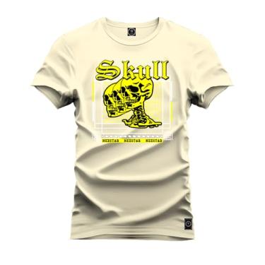 Imagem de Camiseta T-Shirt 100% Algodão Estampada Durável Skull Perola P