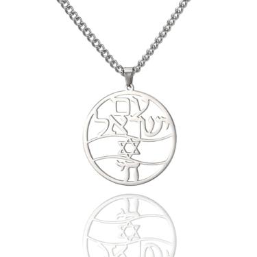 Imagem de EUEAVAN Colares hebraicos Judaísmo Religião Faithchai Colar Jeová Pingentes Bíblia Hebraica Nomes de Deus Joias Hanukkah Israel Amuletos Presentes Cristianismo Mulheres Homens, Aço inoxidável, Sem