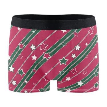 Imagem de KLL Star Christmas Cueca Boxer Vermelha para Homens Roupa Interior Atlética Masculina Cueca Boxer Pequena, Estrela, Natal, vermelho, P