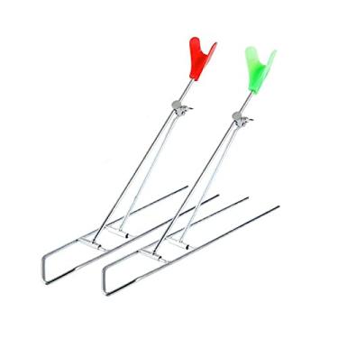 Imagem de Barraca de pesca Mão-Sea Dupla-Uso de Ferro Simples Suporte de Ferro Dobrável Torreta Galvanizada Haste Galvanizada Suporte de Rodas do Mar Suporte para vara de pescar ( Size : A )