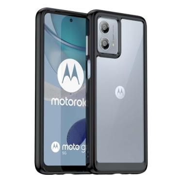 Imagem de Capa para Moto G53 5G, botão de pressão flexível, capa transparente, anti-impressões digitais. Proteção total de 360° - preta