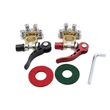 Imagem de 2 peças de grampo de terminal de bateria de carro dourado SHLPDFM 4 vias cobre estanhado ferramenta de ajuste de desconexão rápida