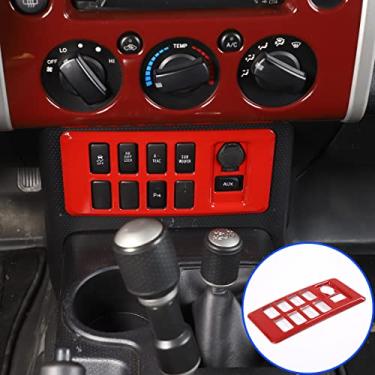 Imagem de Fgtagtal Apto para Toyota FJ Cruiser 2007-2021 capa de acabamento de painel de interruptor de ar condicionado, console central sistema auxiliar painel decoração capa de moldura de painel de botão, 1 peça, vermelho