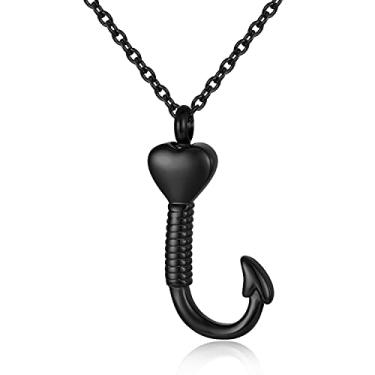 Imagem de Colar de urna de anzol de pesca para cinzas de aço inoxidável para amantes de pesca, joia de cremação, pingente de lembrança unissex, Aço inoxidável, Não sei