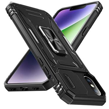 Imagem de YSLBWLE Capa para iPhone X/iPhone Xs com suporte com capa de câmera, proteção de nível militar, suporte de anel de metal, capa para iPhone X/XS, preta 5-IPXS-01