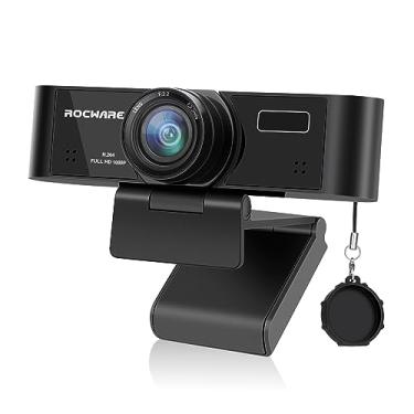 Imagem de ROCWARE Webcam com microfone, câmera de computador RC15 1080p para PC 30pfs com 110 FOV/capa de privacidade/correção de pouca luz, câmera Web USB para
