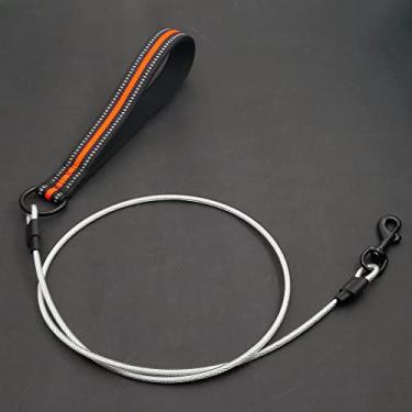 Imagem de YUDOTE Coleira para cães à prova de mastigação, cabo de aço de 1,8 m com alça acolchoada macia refletiva, laranja à prova d'água