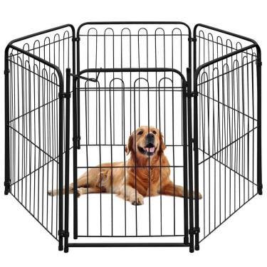 Imagem de Cercado Cachorro Pet - 5 Módulos + Portão - 82x68Cm - Preto - 30.035.02 - Petmix