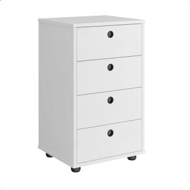 Imagem de Mesa Cabeceira Classic 4 Gavetas Organizadora Mesinha Lateral Gaveteiro Quarto Escritório Multiuso Decoração Clássica (Branco)