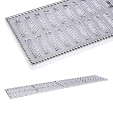 Imagem de Ralo Linear Grelha e Aro Suporte em Alumínio com Tela Anti Insetos 15x100cm