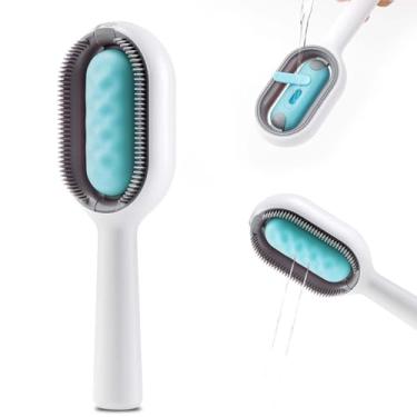 Imagem de Escova Para Gatos C�es Pet Massageadora 3 em 1 Remove Pelos Sof�, Roupas, Caminha, com reservat�rio �gua ou Banho Seco Rasqueadeira Silicone