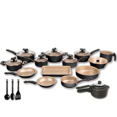 Imagem de Conjunto Panelas 17 Pc Antiaderente Panela Pressão Preto