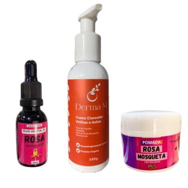 Imagem de kit Creme Clareador intimo e Corporal 100g Clareador de Virilhas e Axilas + òleo de Rosa Mosqueta e Pomada