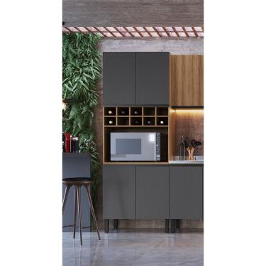 Imagem de Paneleiro Torre Quente 4 Portas 1 Nicho para Forno e Adega Quiditá - Montana com Grafite