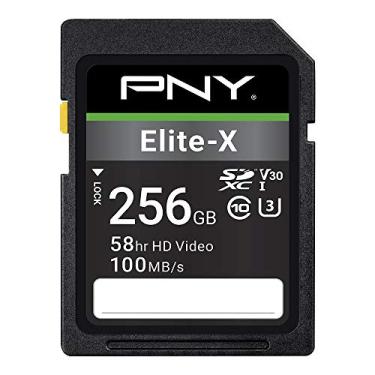 Imagem de PNY Cartão de memória flash Elite-X Classe 10 U3 V30 SDXC de 256 GB - 100 MB/s, Classe 10, U3, V30, 4K UHD, Full HD, UHS-I, tamanho completo SD