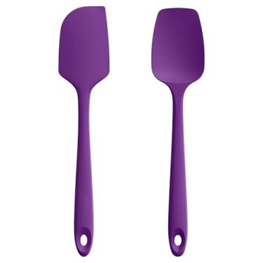 Imagem de U-Taste Espátula plana e espátula de colher: raspador de tigela de silicone resistente ao calor de 28,9 cm 600ºF, utensílio de mistura de cozinha de borracha flexível com superfície antiaderente