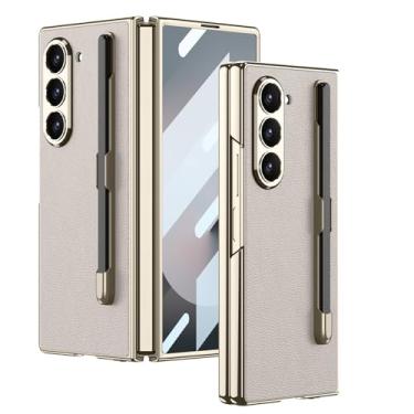 Imagem de LTLMYDAM Capa de couro para Samsung Galaxy Z Fold 6, capa de proteção de tela, capa de policarbonato ultrafina à prova de choque com suporte de caneta, cinza