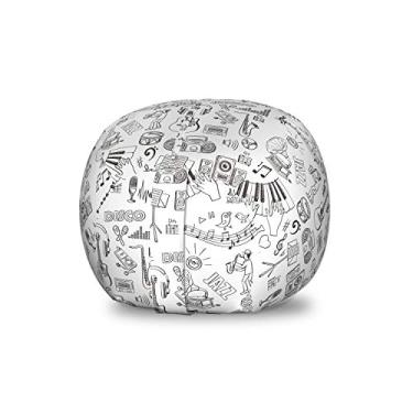 Imagem de Lunarable Bolsa de brinquedo para armazenamento de esboços, estampa de tema de música, variedade de instrumentos, notas e passarinhos, bolsa lavável organizadora de animais de pelúcia, tamanho