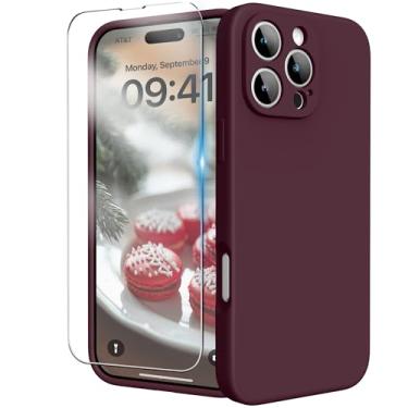 Imagem de INGIDO Capa para iPhone 16 Pro Max, capa de silicone líquido com proteção para câmera, capa de borracha de gel macio com forro de microfibra, capa protetora à prova de choque para iPhone 16 Pro Max de