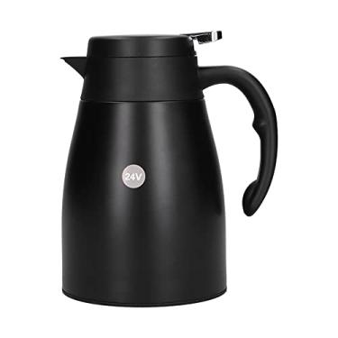 Imagem de Chaleira Elétrica Portátil de Aço Inoxidável para Carro de Caminhão 24V 1200ml Pote Aquecedor de Carro Com Base Preta Fosca Pote Aquecedor Elétrico Bule de Carro (24V1200ml