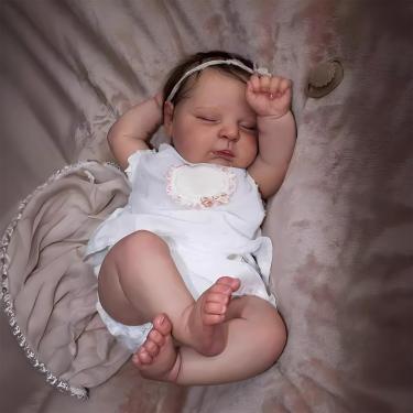 Imagem de SHENGX Bebe Reborn Realista,19" Boneca de Bebê Dormindo de Verdade,Pesa cerca de 2,4 libras,Reborn Realista Recem Nascido,Vem Com Roupas de Boneca, Mamadeiras, Chupetas, Etc.,Corpo De Silicone