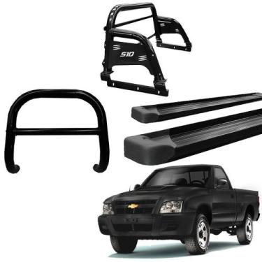 Imagem de Kit Quebra Mato Santo Antônio H3 Estribo Plataforma S-10 94/2011 Preto