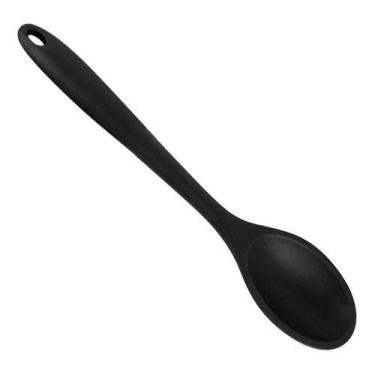 Imagem de Colher Silicone De Arroz Cozinha Multiuso Preto 27cm Mundiart