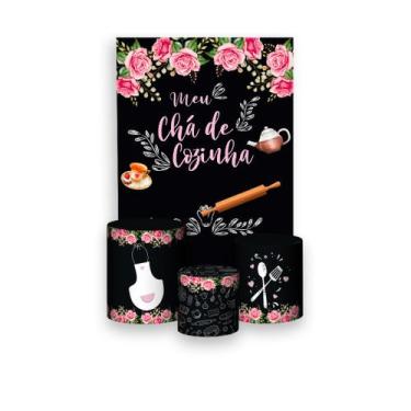 Imagem de Painel De Festa Vertical 1,50 x 2,20 + Trio De Capas Cilindro - Chalkb