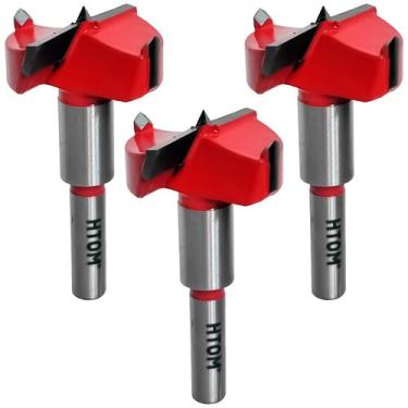 Imagem de Kit 3 Fresa 35Mm X 8Mm Forstner Dobradiça Caneco Meta Duro - Htom
