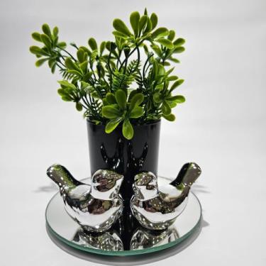 Imagem de Vasinho floral com bandeja redonda e passarinhos de porcelana - RA nva