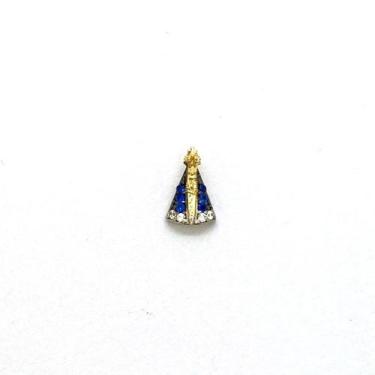 Imagem de Pingente Para Colar Ouro 18k Nossa Senhora com Pedras Azuis e Brancas 