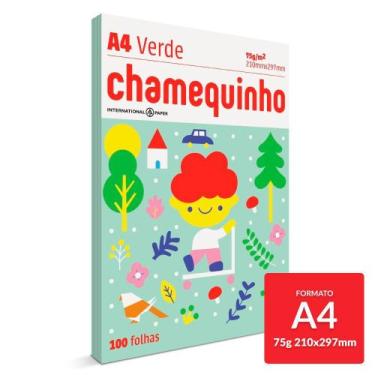 Imagem de Papel Sulfite Chamequinho VERDE 75g/m  A4 21x29,7cm 100 FL - IPAPER