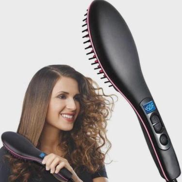 Imagem de Escova Alisa Alisadora Modeladora De Cabelo Bivolt PRETA -F4 - 4FORTE