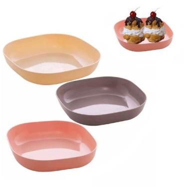 Imagem de 12 Mini Prato Petisqueira Quadrado Colorido Sustentável 15cm - Lyor