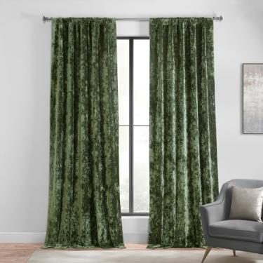 Imagem de HPD Half Price Drapes Cortinas de veludo Lush Crush – Cortina de escurecimento de ambiente de 300 cm de comprimento para quarto e sala de estar, visual luxuoso, design de bolso de haste, (1 painel),