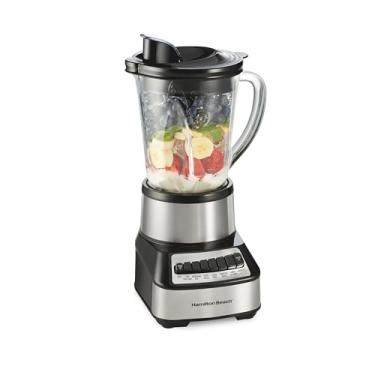 Imagem de Hamilton Beach Liquidificador Wave Crusher com pote de vidro de 1,18 l e 14 funções para purê, trituração de gelo, shakes e smoothies, aço inoxidável (54221)
