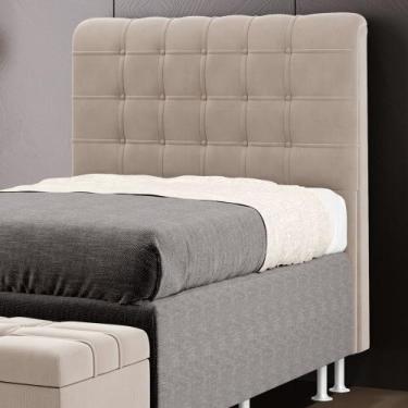 Imagem de Cabeceira Decorativa Estofada Rana 90 para Cama de Solteiro Sued Bege 