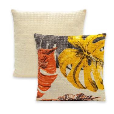 Imagem de Kit 2 Capas de Almofadas PIQUET Favinho Lisa e Estampada 40x40 C/ Zípe