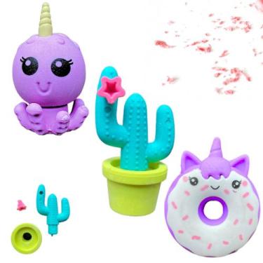 Imagem de Kit 3 Borrachas Escolar Divertida Material Fofa Desmontável - Tilibra