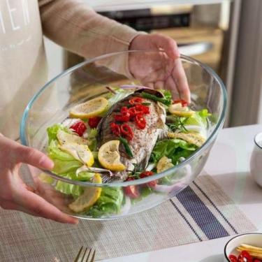 Imagem de 2 Forma de Vidro Oval 3L Assados Cozidos Saladeira Doces Sobremesa - C