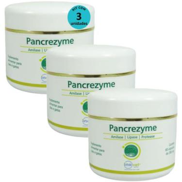 Imagem de Pancrezyme 60 Cápsulas 280mg Para Cães e Gatos Inovet Kit Com 3
